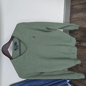 Polo Ralph Lauren Soft Pima Cotton V Neck Sweater,  Medium. Sage green EUC